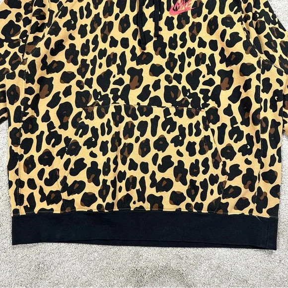 SOLD | Nike Men’s Sportswear Club Fleece Leopard Print Brown Pullover Hoodie XL - Picture 6 of 15